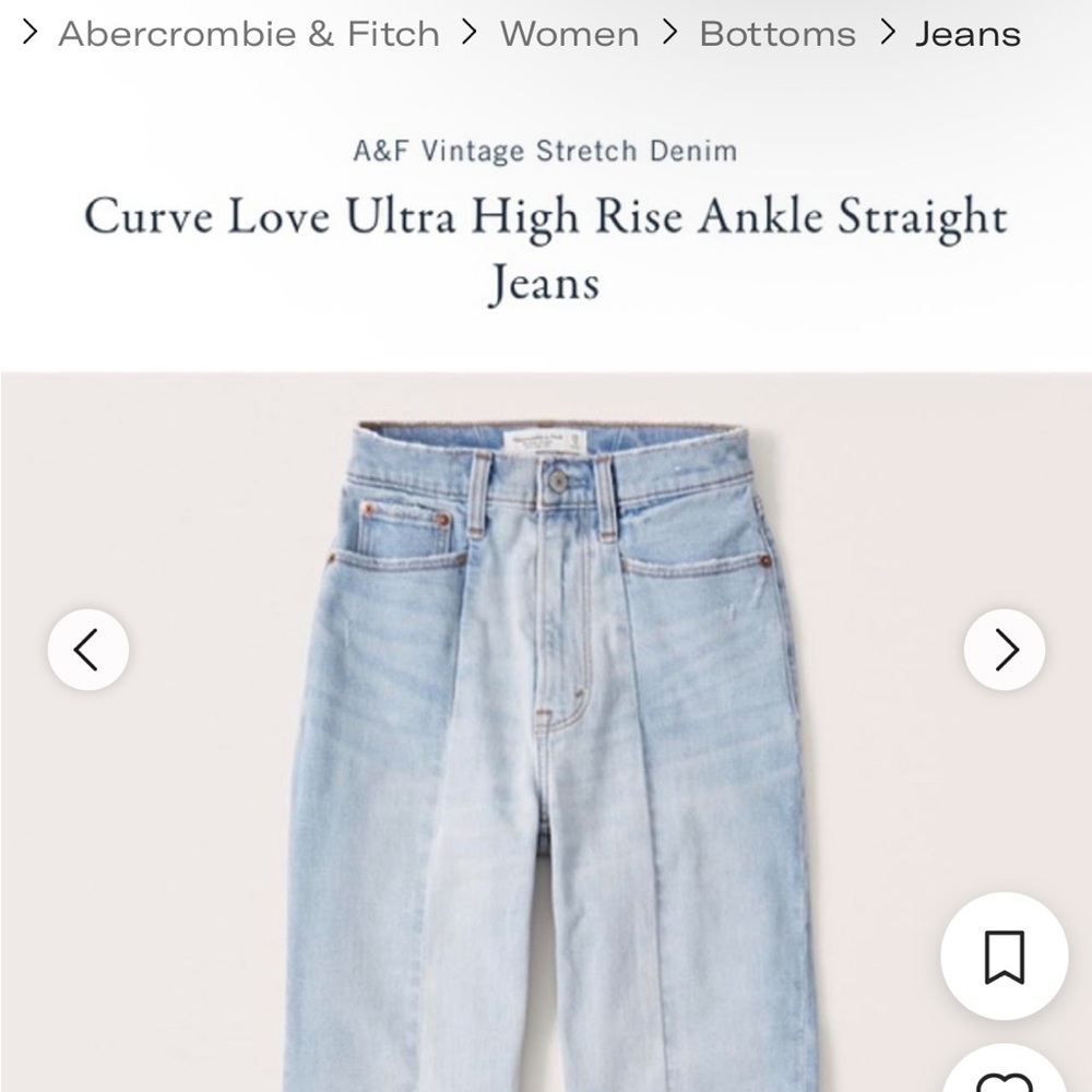 Abercrombie & Fitch Curve Love Ultra High Rise Jeans - Light Two Tone Size 25/0